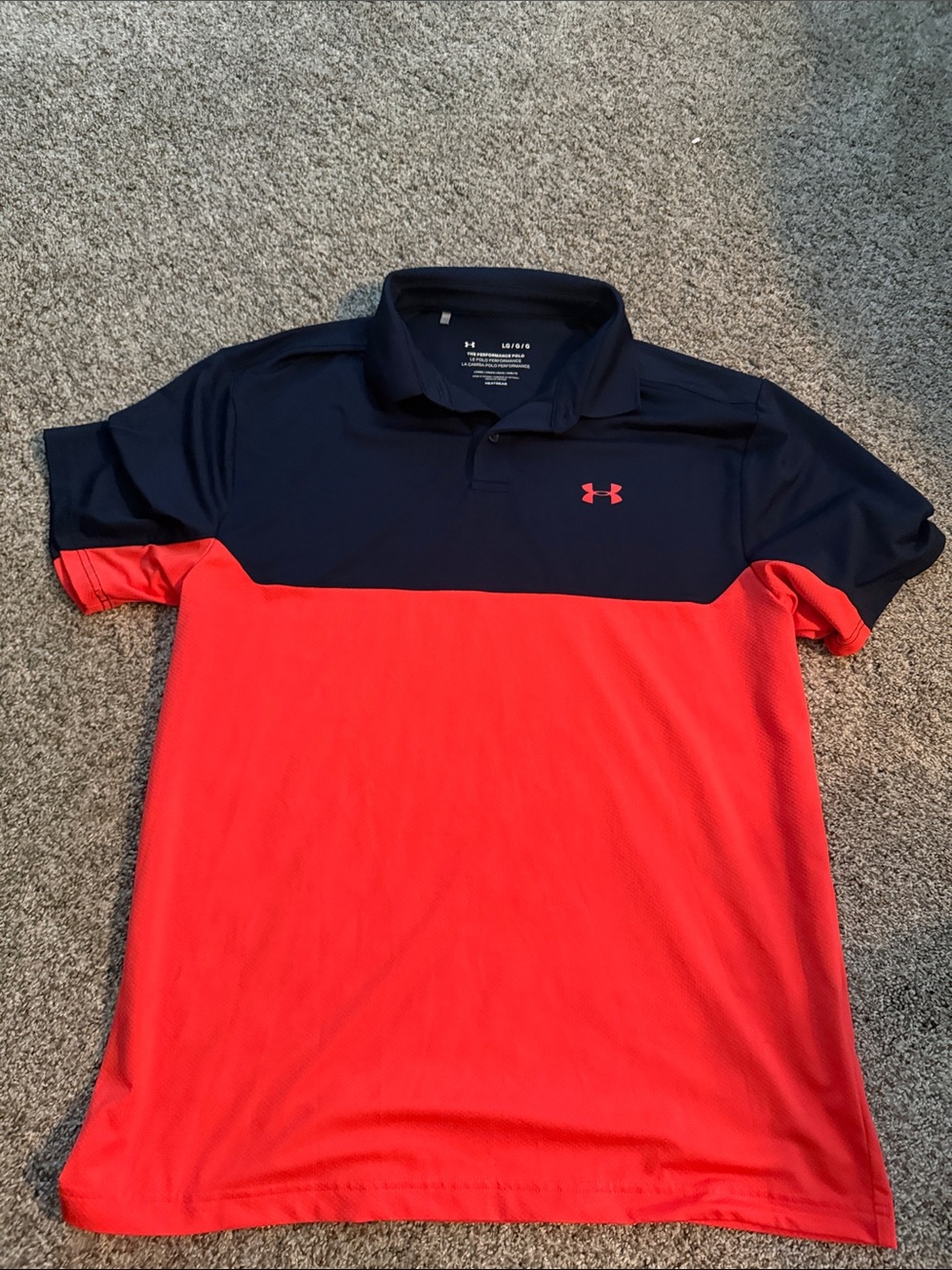 Under Armour Men’s Navy and Pink Colorblock Polo